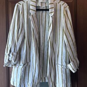 Yellow and white striped Linen blazer Love Tree Large
